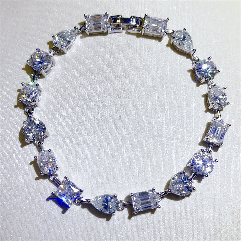 Moissanite Tennis Bracelet for Women, Mixed Shape Full Stone Bracelet 16cm 17cm 18cm product image
