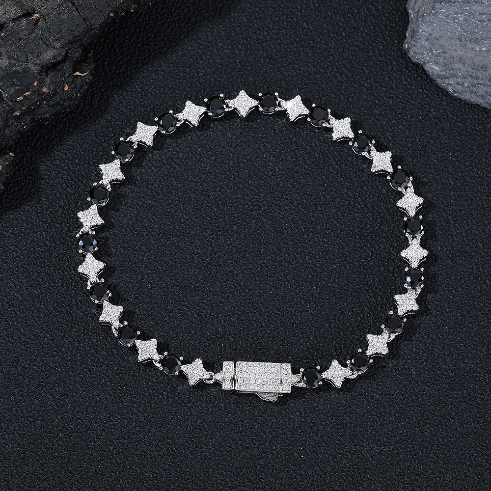 Star Cubic Zirconia Tennis Bracelet, Unisex Hip Hop Chain Bracelet product image