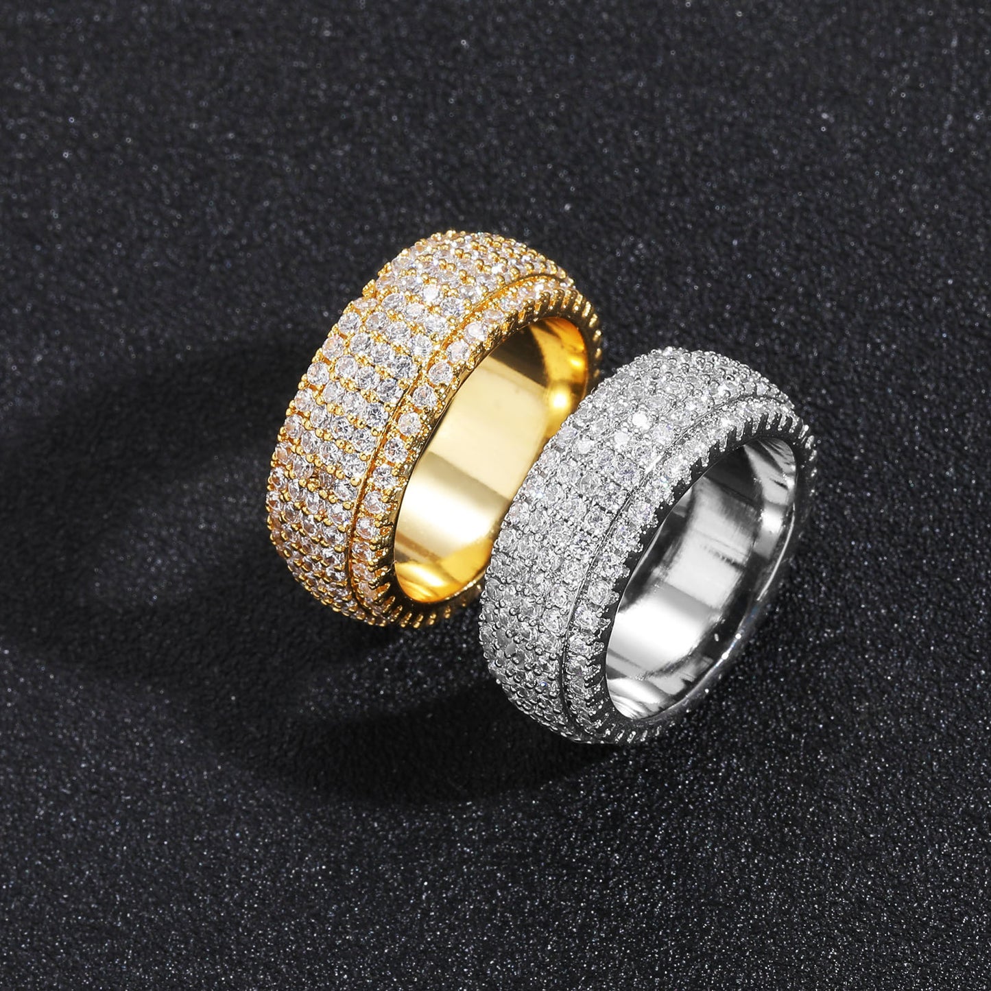 Hip Hop Minimalist Fashion Cubic Zirconia Ring for Men and Women