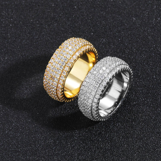 Hip Hop Minimalist Fashion Cubic Zirconia Ring for Men and Women