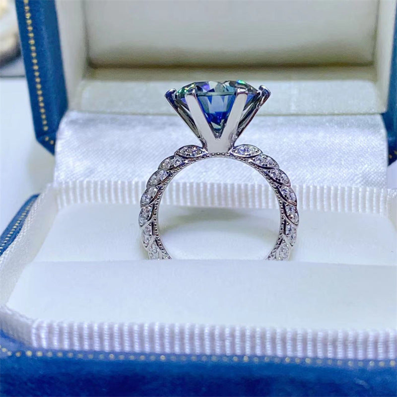 5 Carat Gray Moissanite Ring for Women, Geometric U-Shape Solitaire Engagement Ring product image