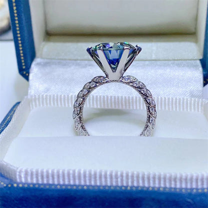5 Carat Gray Moissanite Ring for Women, Geometric U-Shape Solitaire Engagement Ring