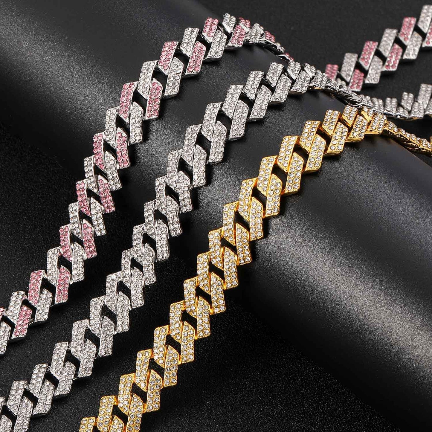Hip Hop Diamond Shape Cuban Link Alloy Necklace for Men