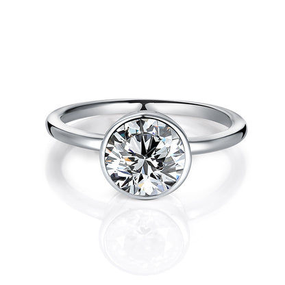 Round Moissanite Solitaire Ring, 8mm Center Stone, S925 18K Gold Plated