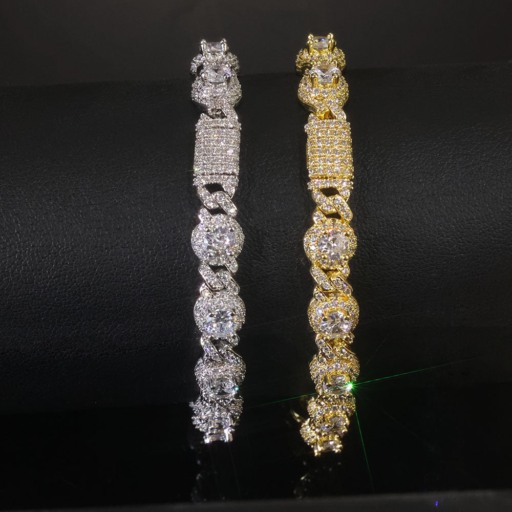 7.5 mm Round Cluster CZ Cuban Copper Bracelet - CHA318 product image