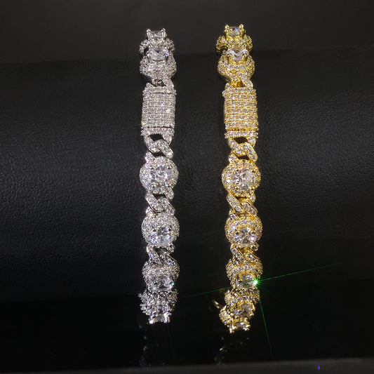 7.5 mm Round Cluster CZ Cuban Copper Bracelet - CHA318 product image