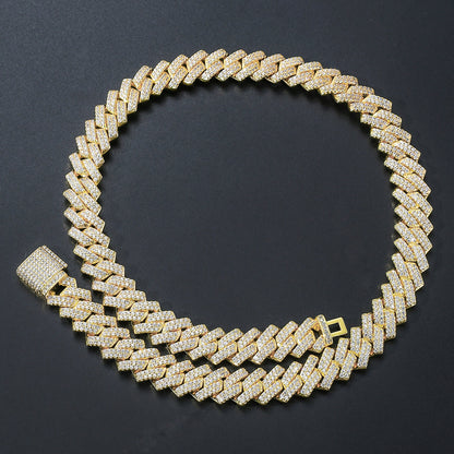 Hip Hop Diamond Shape Cuban Link Cubic Zirconia Necklace for Men