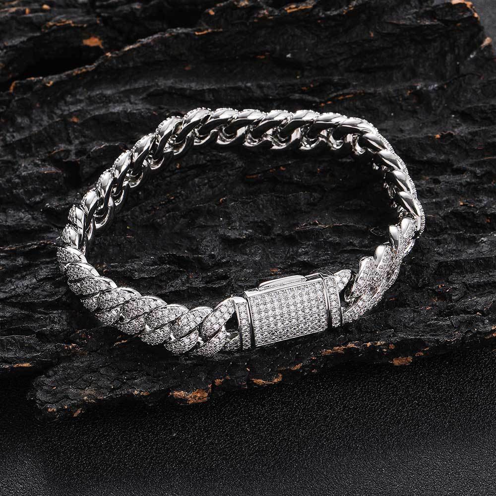 10 mm Double-Row Bubble Iced Cuban Copper Bracelet with Cubic Zirconia - CHA084 product image