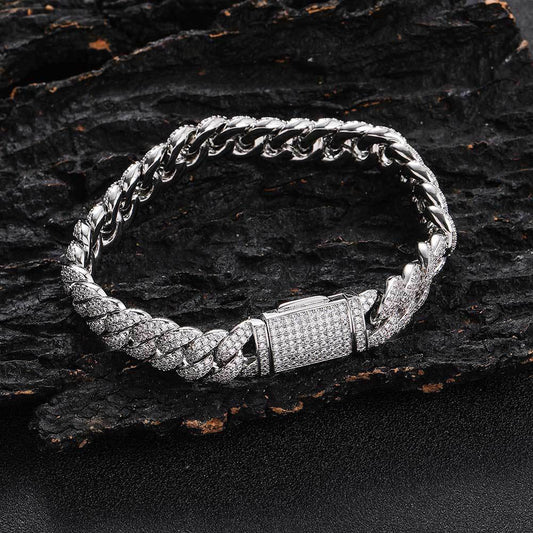 10 mm Double-Row Bubble Iced Cuban Copper Bracelet with Cubic Zirconia - CHA084 product image