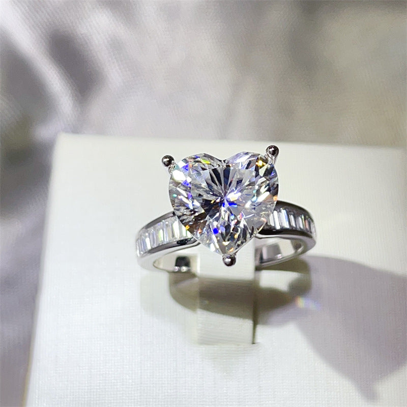 Heart Cut Moissanite Ring for Women, Halo-Style Engagement Ring, 1 Carat 2 Carat 3 Carat 5 Carat Promise Ring product image