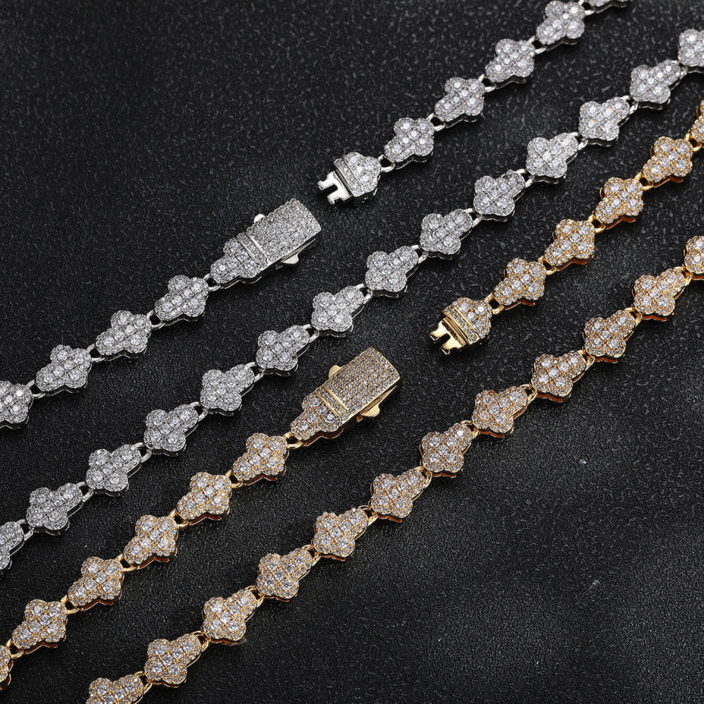 Cross Pendant Chain Necklace, Iced Out Irregular Link, 8MM, Unisex Hip Hop Style product image