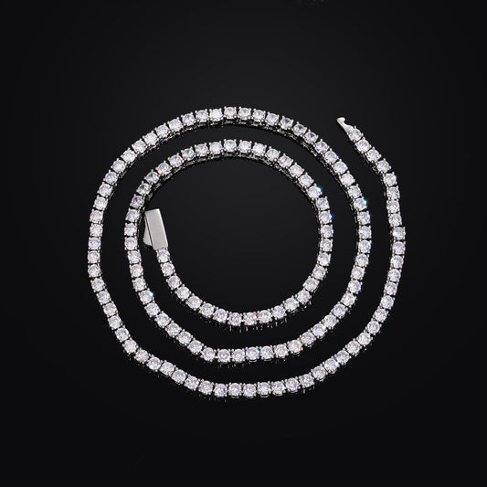 Unisex Iced Out Tennis Chain Necklace & Bracelet Set in Cubic Zirconia product image