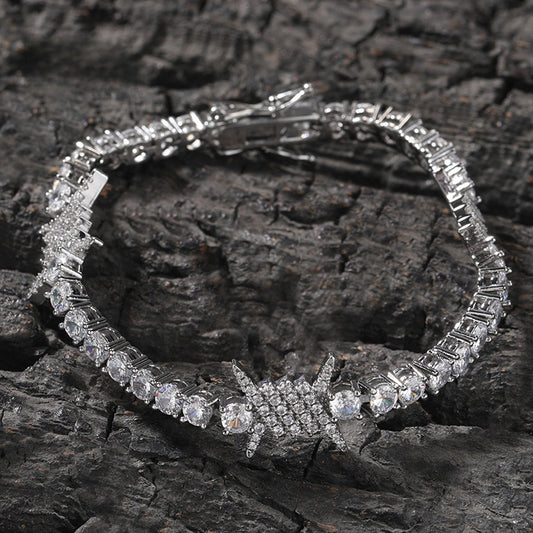 Unisex Iced Out Cubic Zirconia Chain Bracelet in Gold or Silver Tone – Hip Hop Statement Link Bracelet 7in/8in