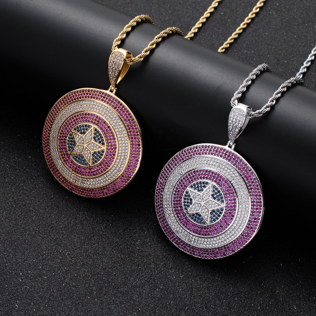 Star Geometric Cubic Zirconia Pendant Necklace for Men and Women