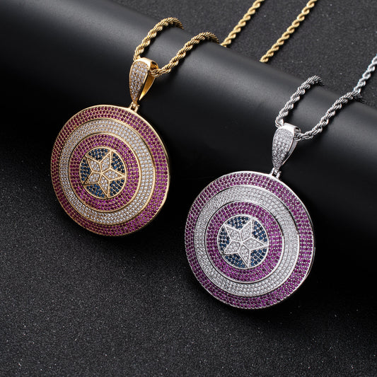 Star Geometric Cubic Zirconia Pendant Necklace for Men and Women
