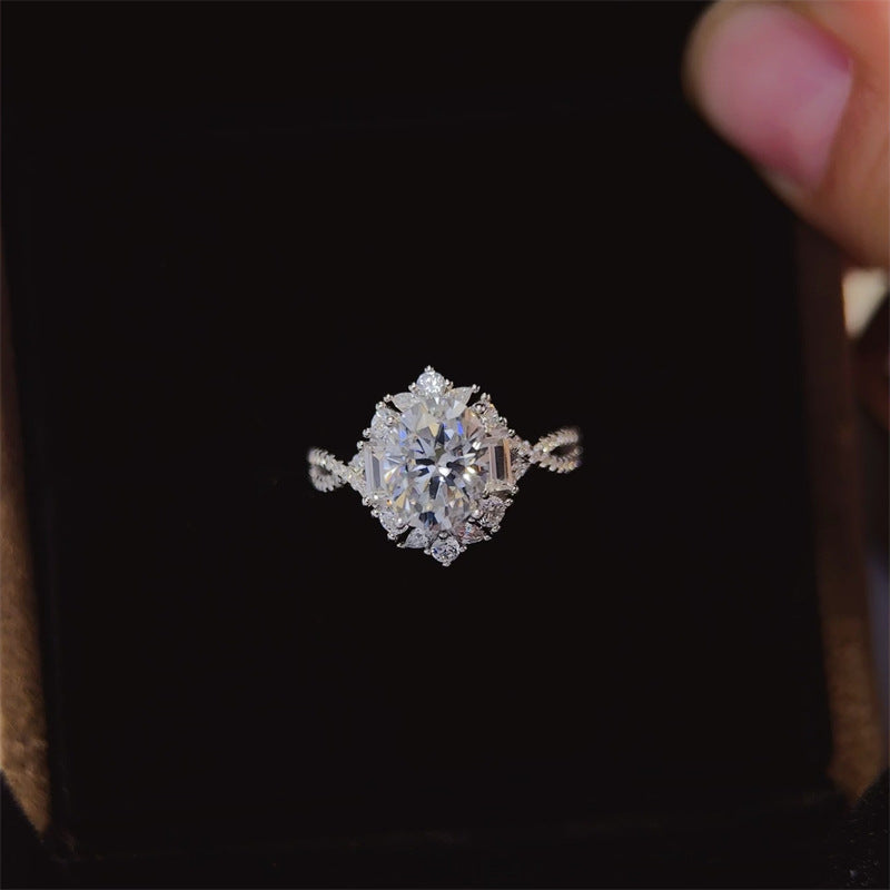 Oval Moissanite Halo Ring 2 Carat Engagement Ring for Women product image