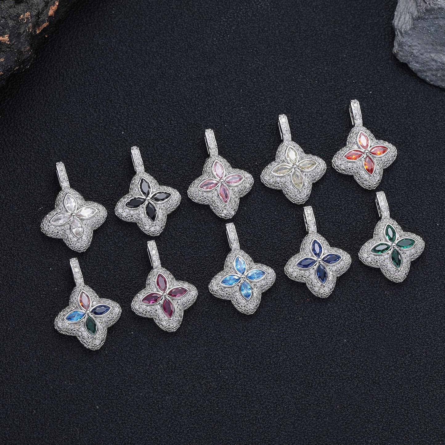 Multicolor Four-Leaf Clover Pendant Necklace
