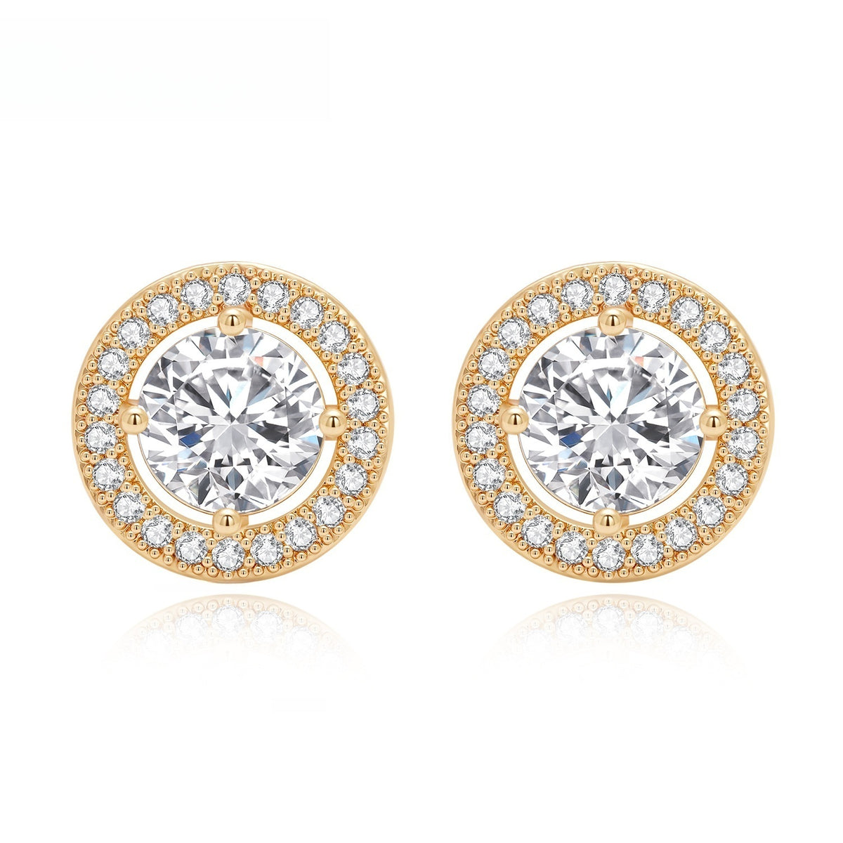 Round Halo Stud Earrings for Women product image