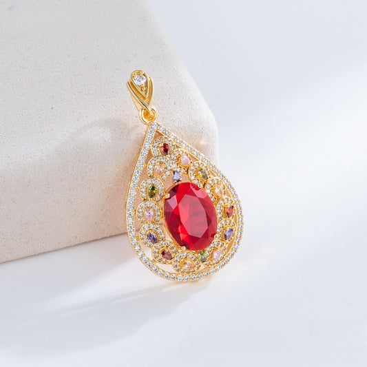 Vintage Teardrop Floral Pendant Necklace for Women Elegant Statement Jewelry