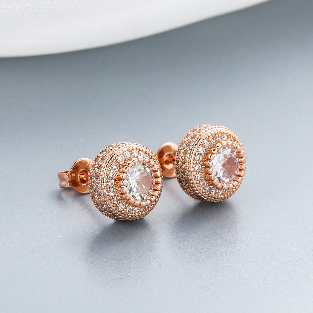 Hip Hop Round Copper Earrings for Men and Women