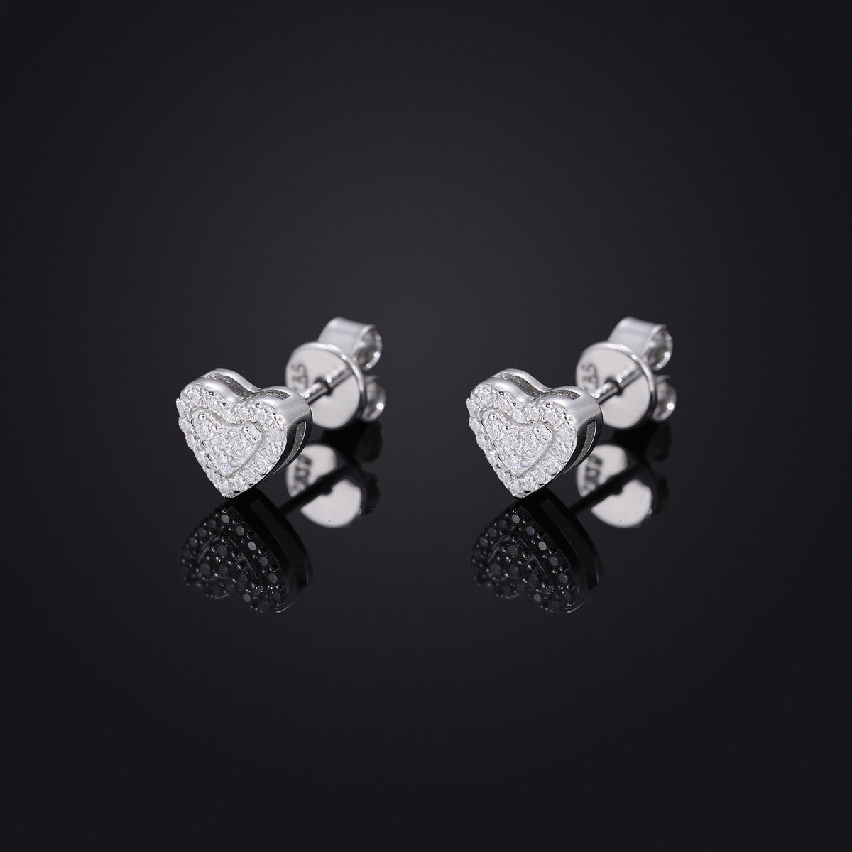 Heart Shaped Moissanite Stud Earrings in Silver Tone for Women and Men product image