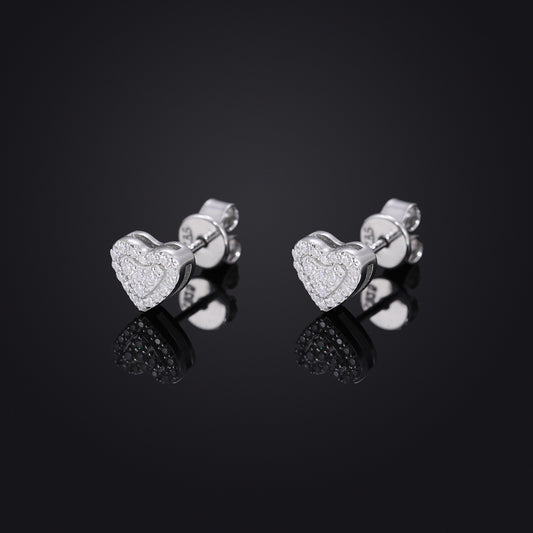 Heart Shaped Moissanite Stud Earrings in Silver Tone for Women and Men product image