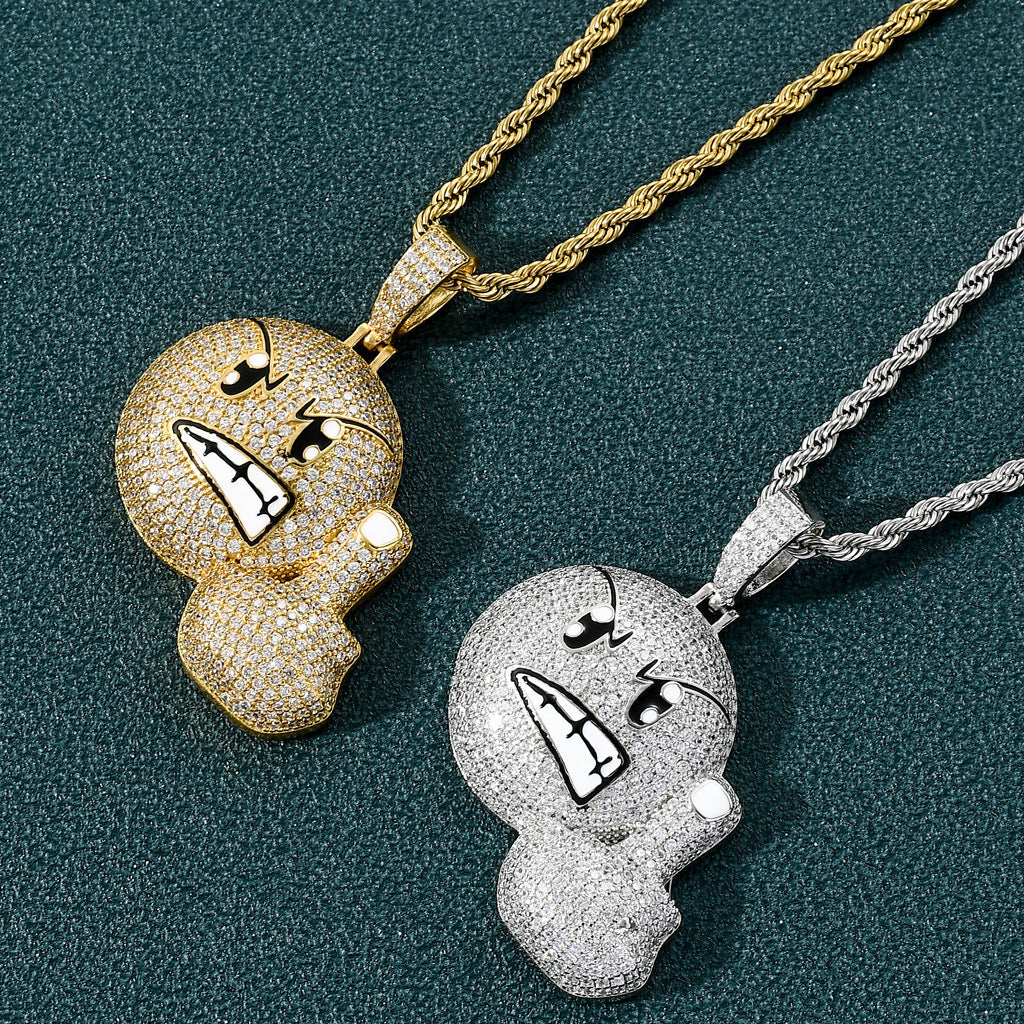 Hip Hop Light Luxury Square Cubic Zirconia Pendant Necklace for Men and Women