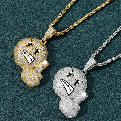 Hip Hop Light Luxury Square Cubic Zirconia Pendant Necklace for Men and Women