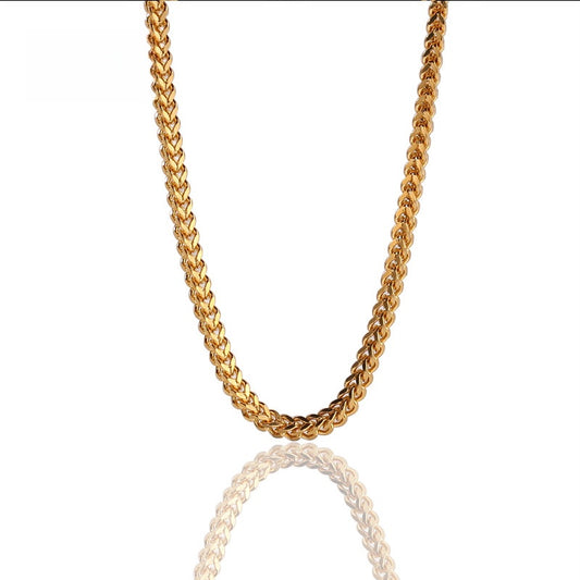 Unisex Stainless Steel Chain Necklace, Gold Plated or Silver Tone Minimalist Statement Pendant Chain