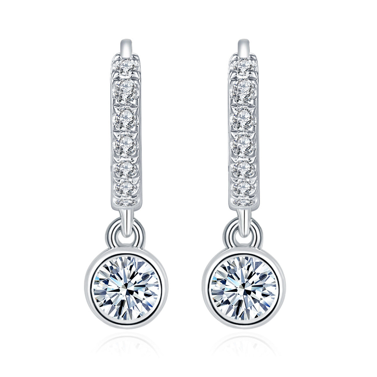 Moissanite Round Drop Earrings, S925 Sterling Silver, 18k Gold-Plated Style, Sparkly Dangle Earrings for Women product image
