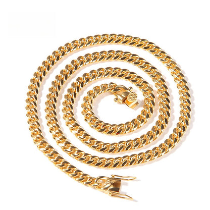 Men’s Stainless Steel Cuban Link Chain Necklace & Bracelet Set, Gold Plated or Silver Tone Hip Hop Statement Jewelry