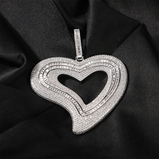 Iced Out Heart Pendant Necklace for Women – Cubic Zirconia Hip Hop Statement Chain in Gold, Silver & Rose Gold, 24 Inch Twist Chain