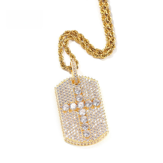 Iced Cross Pendant Necklace with Twisted Rope Chain for Women and Men, Gold Plated or Silver Plated Statement Hip Hop Jewelry