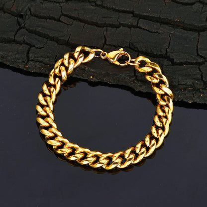 4-9 mm Faceted Polished Cuban Hip Hop Bracelet with Stainless steel Base - CHA163