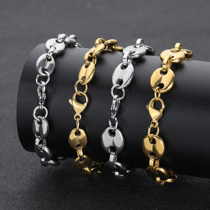 5-11 mm Polished Mariner Link Hip Hop Bracelet with Stainless steel Base - CHA028