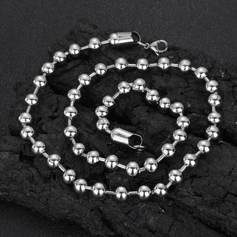 8 mm Polished Ball Chain Hip Hop Necklace with Stainless steel Base - CHA050 product image