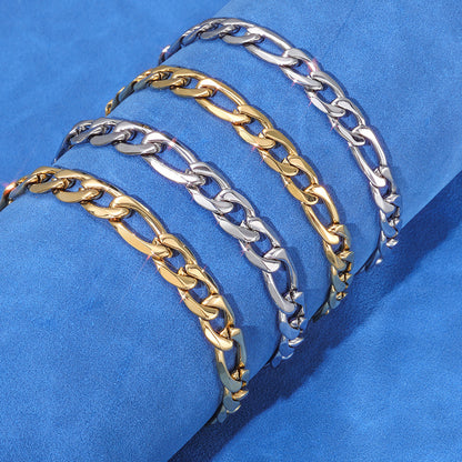 2.5-10 mm Polished Figaro Link Stainless steel Bracelet - CHA143
