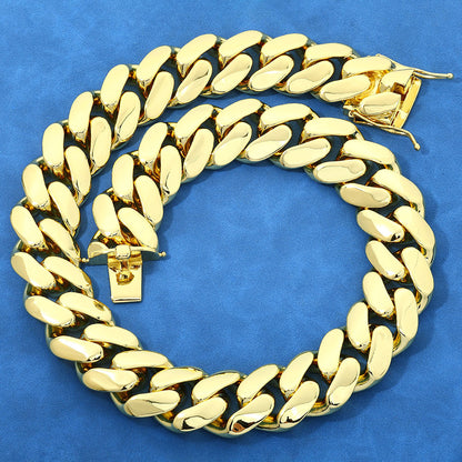 10-22 mm Polished Flat Cuban Hip Hop Necklace with Copper Base - CHA268