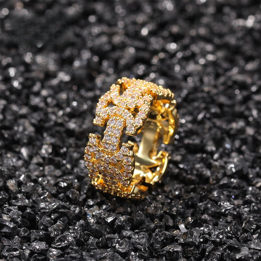 Men’s I-Shaped Cubic Zirconia Statement Ring in Gold or Silver Color
