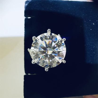 10 Carat Round Moissanite Ring for Women, Large Solitaire Engagement Ring, Fashion Wedding Ring