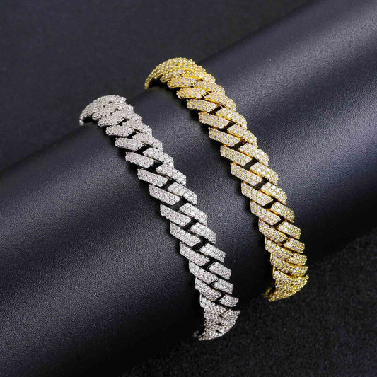 Light Luxury Four Leaf Clover Floral Cubic Zirconia Bracelet for Men