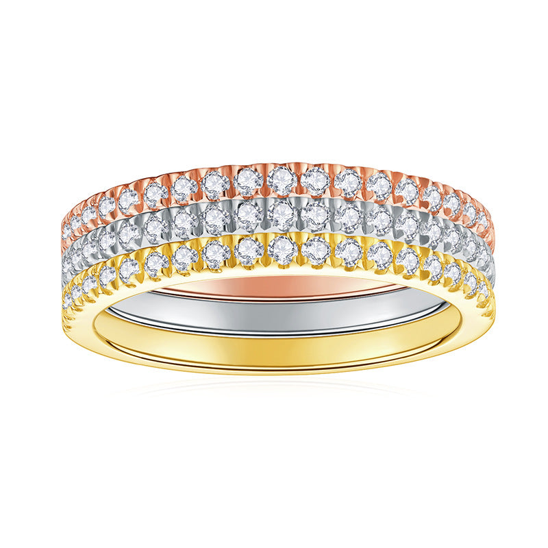 Moissanite Stackable Eternity Ring for Women, S925 Silver 18K Gold Color Band product image