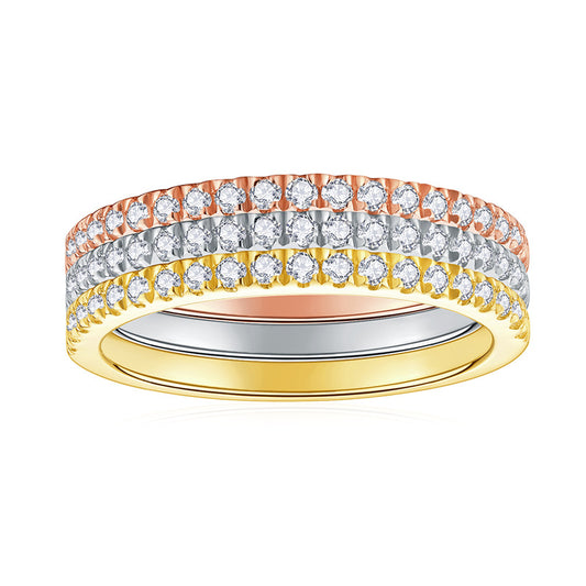 Moissanite Stackable Eternity Ring for Women, S925 Silver 18K Gold Color Band product image