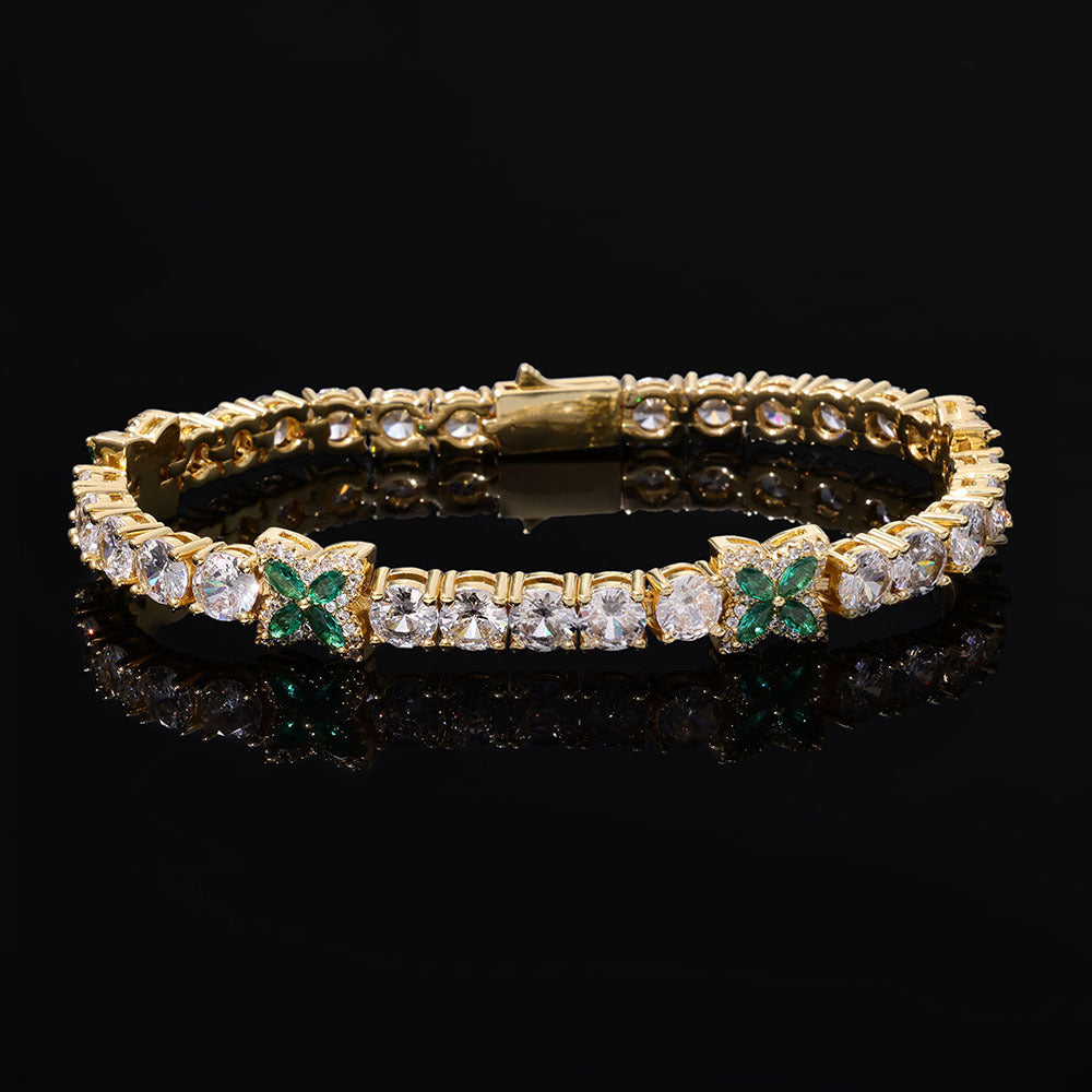 5 mm Clover CZ Tennis Hip Hop Bracelet with Copper Base - CHA424 product image