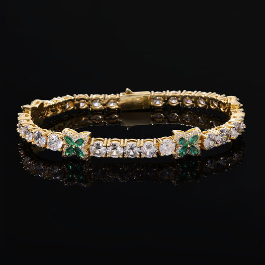 5 mm Clover CZ Tennis Hip Hop Bracelet with Copper Base - CHA424 product image