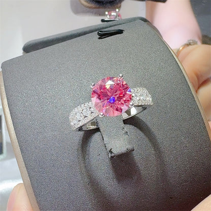 Pink Moissanite Halo Ring for Women, 2 Carat or 3 Carat Engagement Style Ring