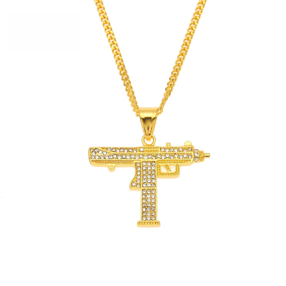 Iced Hip Hop Pendant Necklace for Men & Women – Rhinestone Alloy Charm with 3mm 60cm Cuban Chain