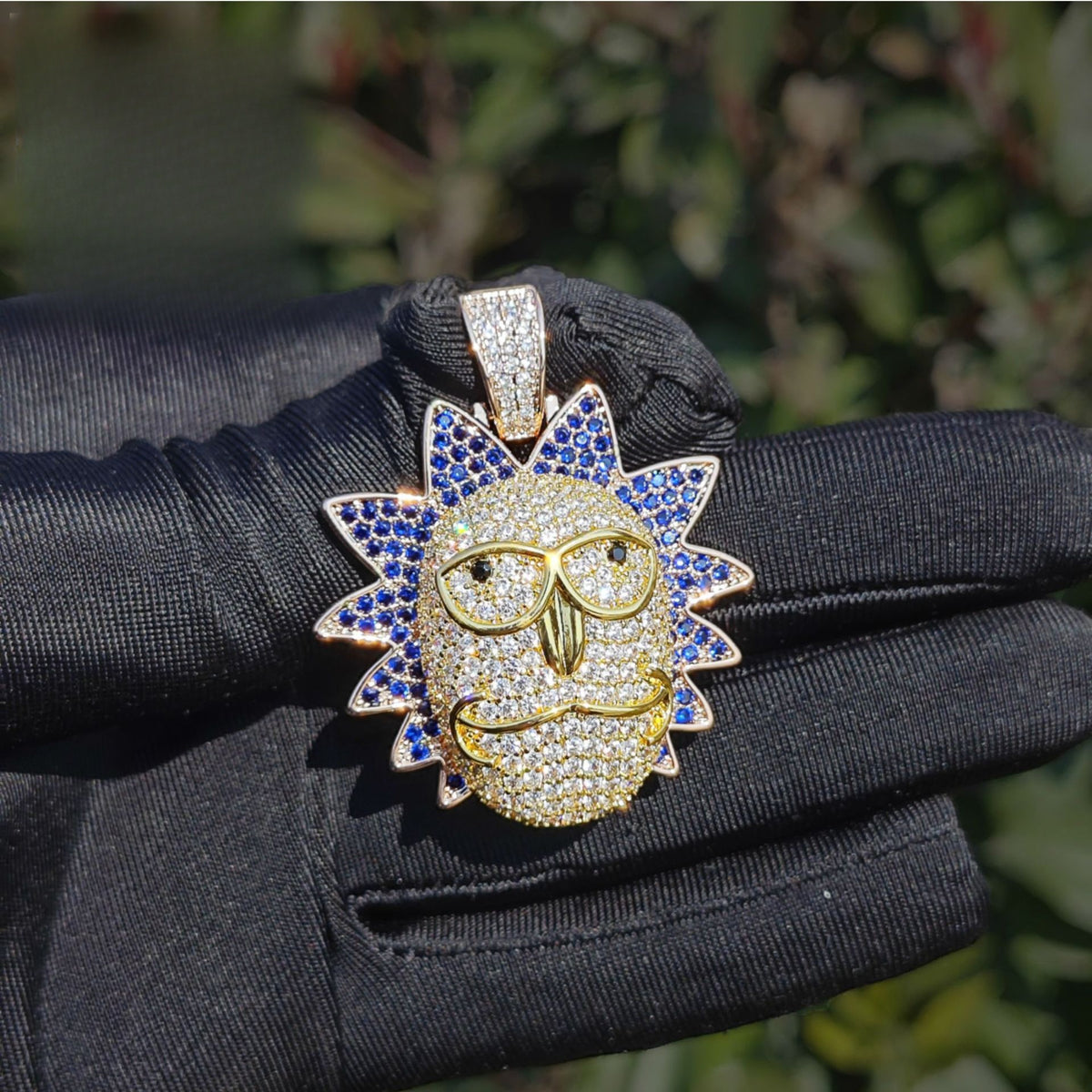 Iced Out Cartoon Sun Pendant Necklace for Men product image