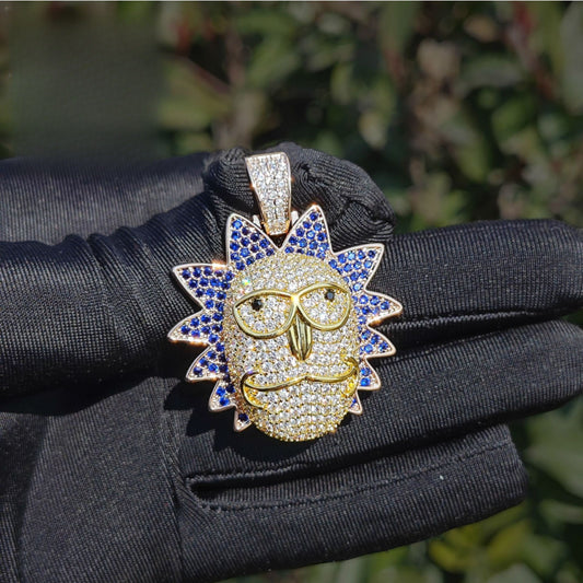 Iced Out Cartoon Sun Pendant Necklace for Men
