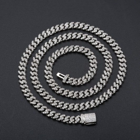 Iced Out Cuban Link Chain Necklace for Men & Women – Geometric Zircon Pendant-Free Statement Hip Hop Jewelry product image